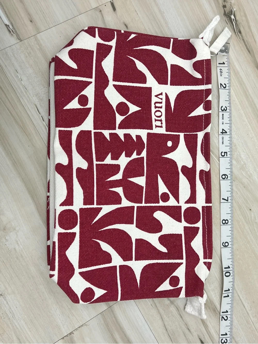 Vuori NWOT Red White Geometric Canvas Cosmetic Pouch